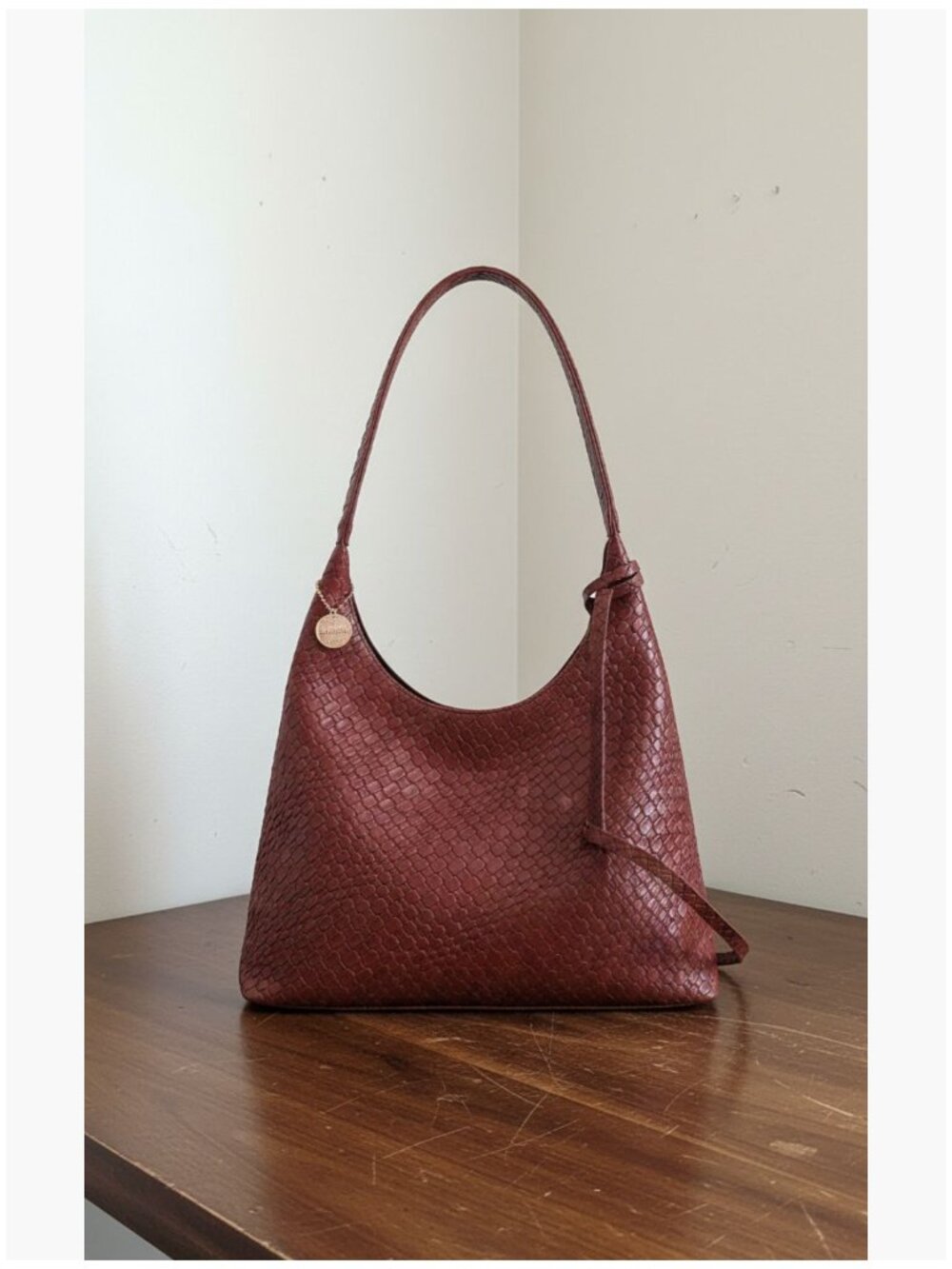 Faux Leather Woven Tote Bag, Large Slouchy Hobo with Zipper